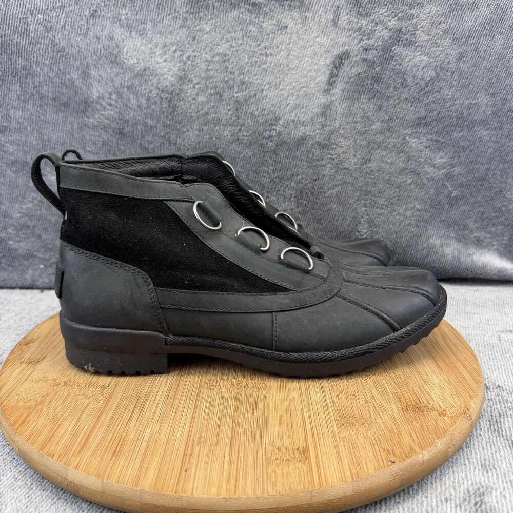 UGG Boots Womens Size 9.5 Black Suede Waterproof Sheepskin Lined Ankle Winter